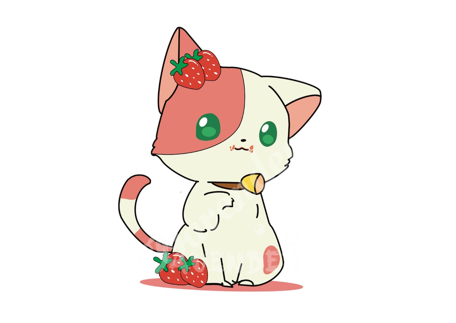strawberry cat, vinyl sticker, kitty cat, cute cat, cat mom, cat lover